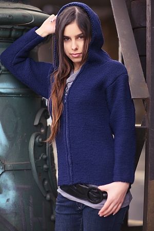 Svetr na zip s kapucí